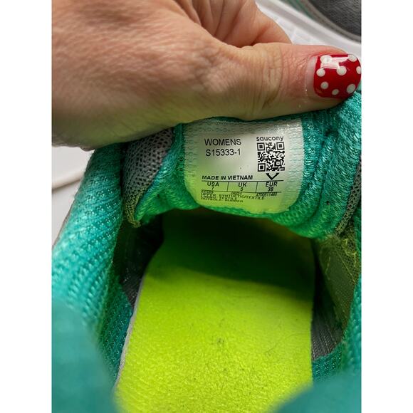 Saucony Cohesion 10 Running Walking Sneakers Gray Teal Lime Size 7 - Picture 8 of 8